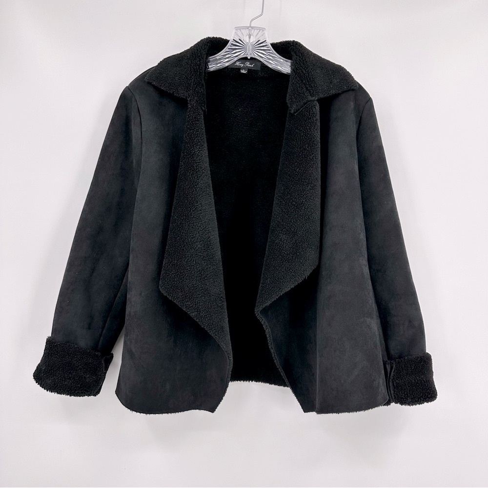 Honey Punch Jacket Faux Suede, Sherpa Black Size L Fits like XS